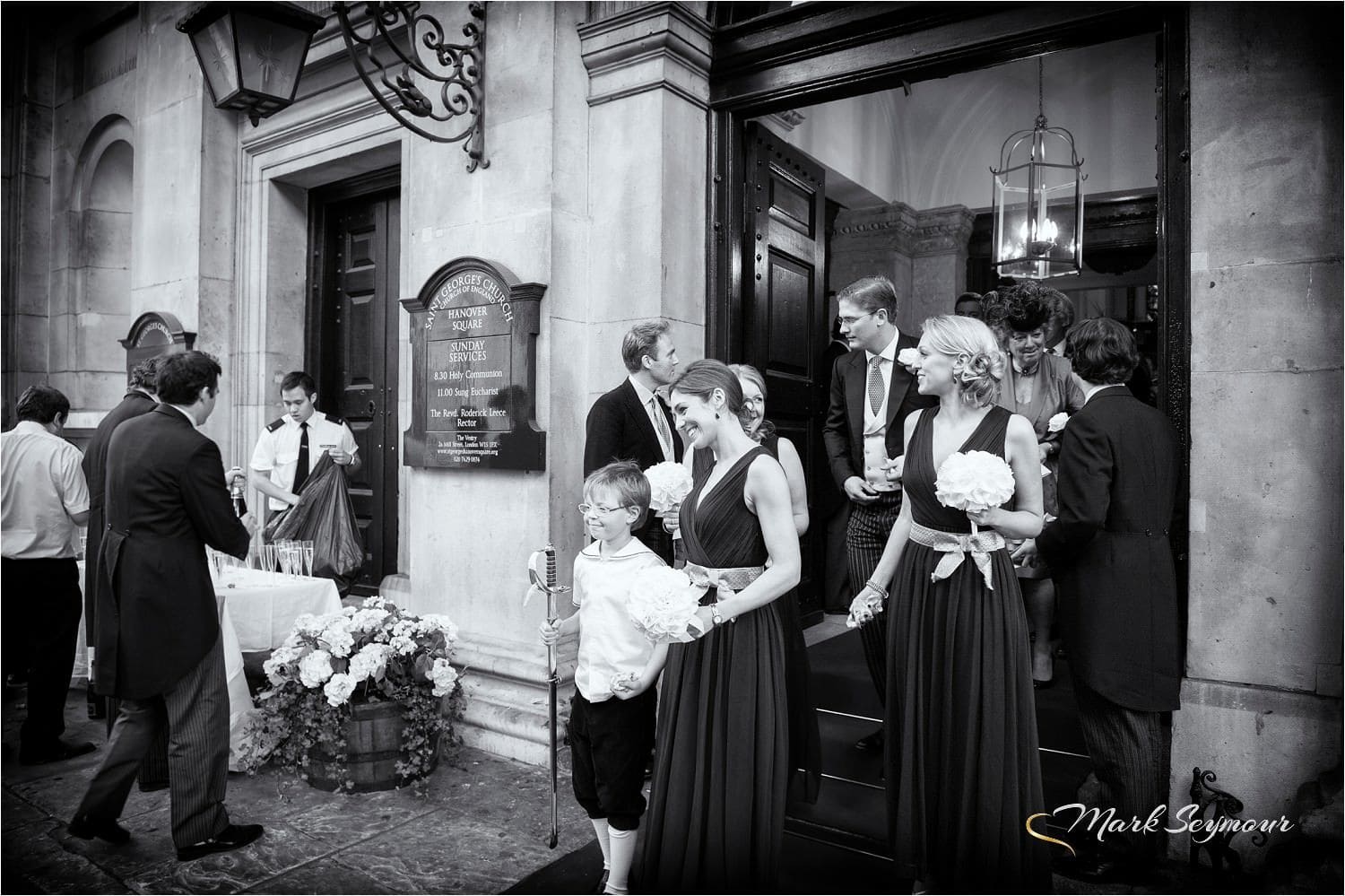 Wedding guests outside